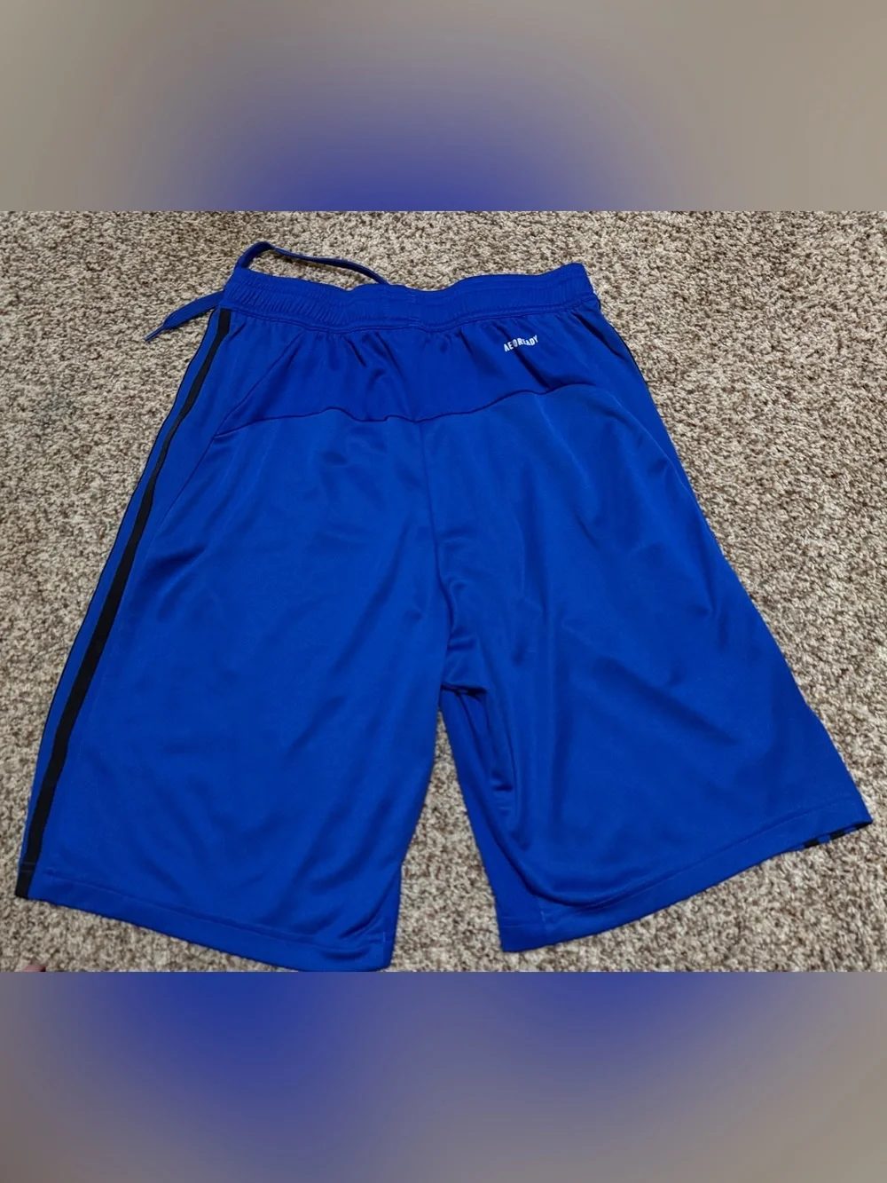 Adidas Royal Blue Workout Essentials Base 3 Stripes Pique Athletic Shorts Mens S